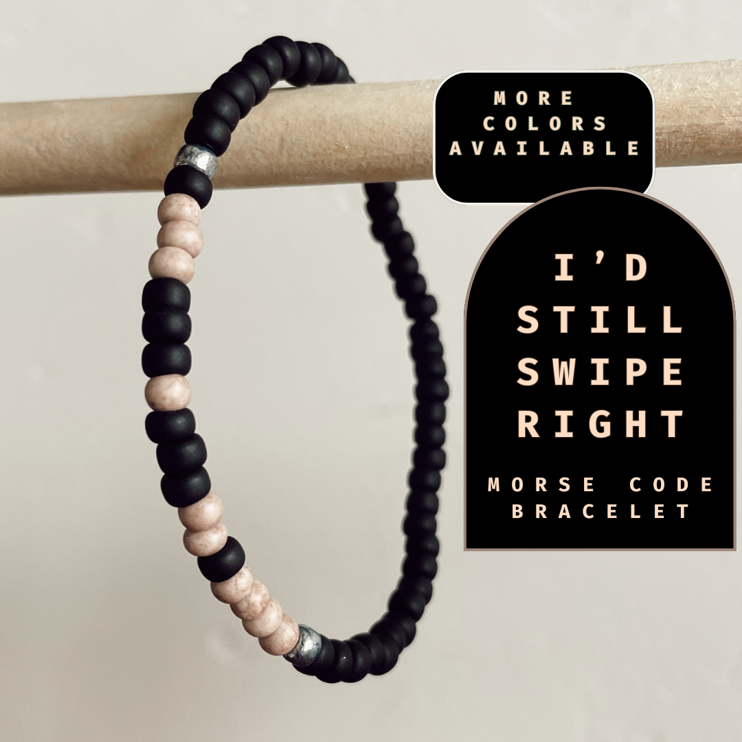 Men's I'd Still Swipe Right Morse Code Bracelet