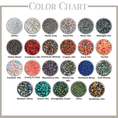 Load image into Gallery viewer, Color chart with various glittery bead mixes labeled.