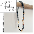 Load image into Gallery viewer, Beaded bracelet with gold accents on a white background, text overlay 'Best Fucking Sister' and 'More colors available'.
