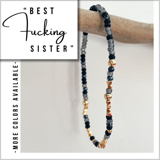 "Best Fucking Sister" Morse Code Bracelet