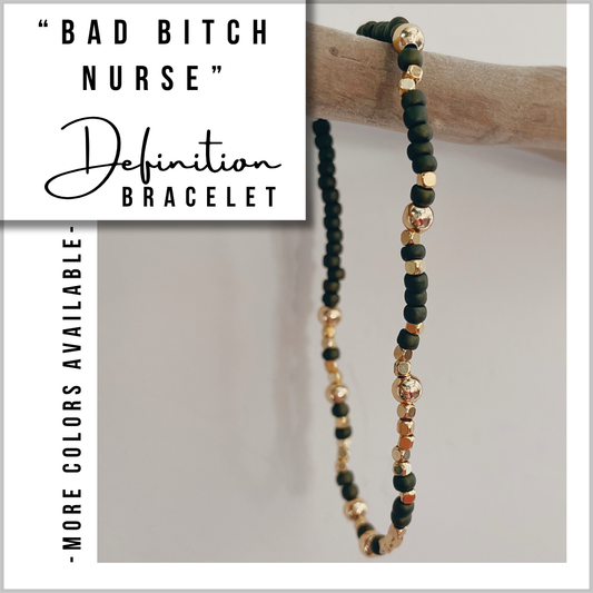 "Bad Bitch Nurse" Definition Morse Code Bracelet