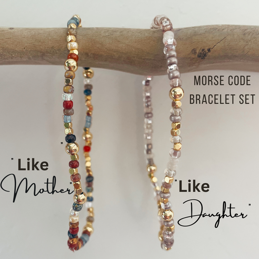 'Like Mother' + 'Like Daughter' Morse Code Bracelet Set